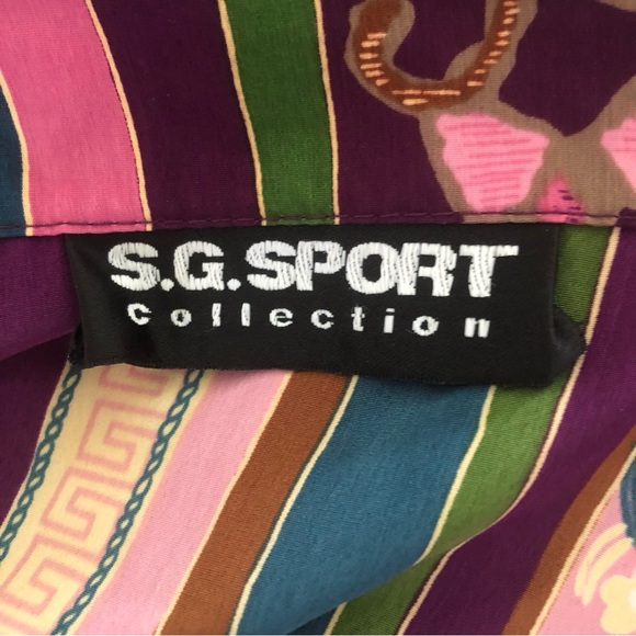 Vintage S. G. Sport Patterned Button Up and Tank Top Set Purple Gold Green - Picture 10 of 10